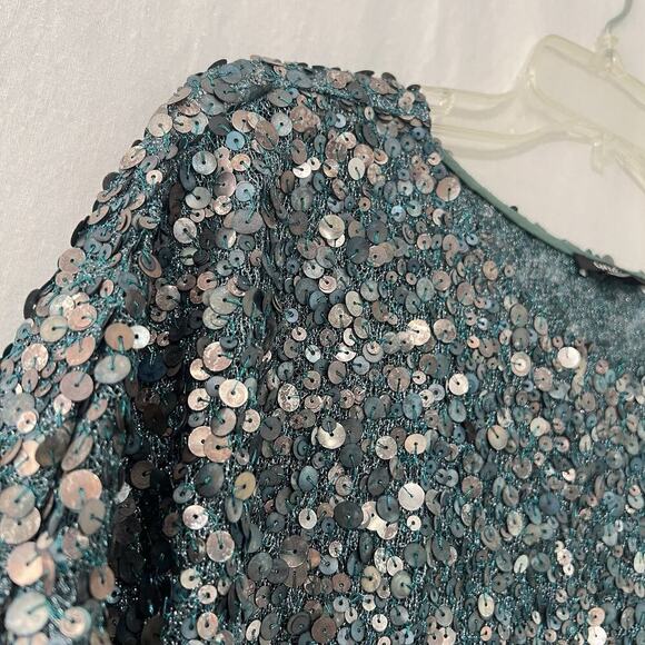 Carlisle Sequin Top Women’s Size 8 Teal Green Silver Evening Wear Fairy - Picture 3 of 11